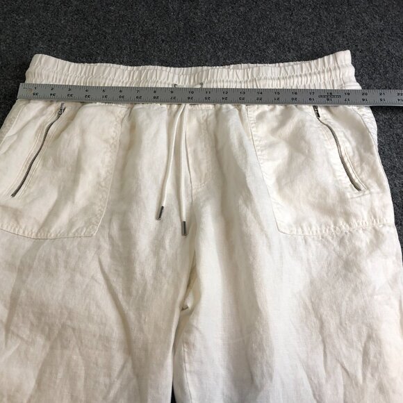Athleta Jogger Womens Size 18 White Cabo Linen Zip Pockets Elastic Waist Beach - Picture 6 of 11